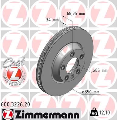 ZIMMERMANN 600.3226.20 Fren Sistemleri Fren Diski - PORSCHE CAYENNE (92A) uyumlu