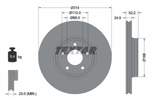 TEXTAR 92159905 Fren Sistemleri Fren Diski - AUDI A5 (8T3) uyumlu