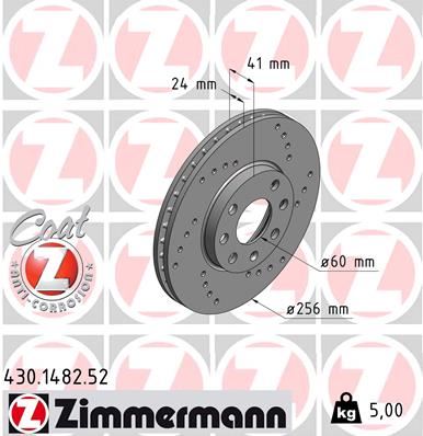 ZIMMERMANN 430.1482.52 Fren Sistemleri Fren Diski - OPEL ASTRA G Hatchback (T98) uyumlu