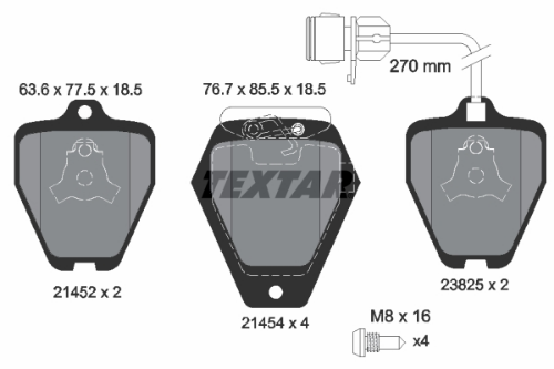 TEXTAR 2145201 Fren Sistemleri Fren Balatası - AUDI 100 C4 Sedan (4A2) uyumlu
