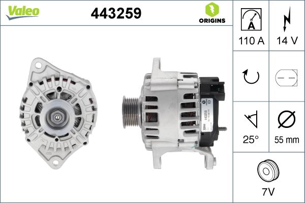 VALEO 443259 Elektrik Sistemi Alternatör - FIAT DUCATO Minibüs/Otobüs (250_) uyumlu