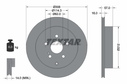 TEXTAR 92222200 Fren Sistemleri Fren Diski - SUZUKI GRAND VITARA II (JT, TE, TD) uyumlu