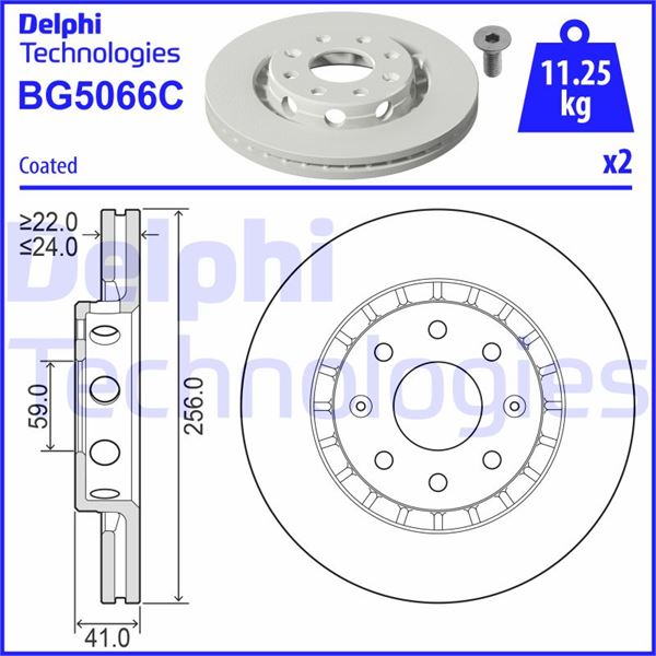 DELPHI BG5066C Fren Sistemleri Fren Diski - CHEVROLET AVEO / KALOS Sedan (T250, T255) uyumlu