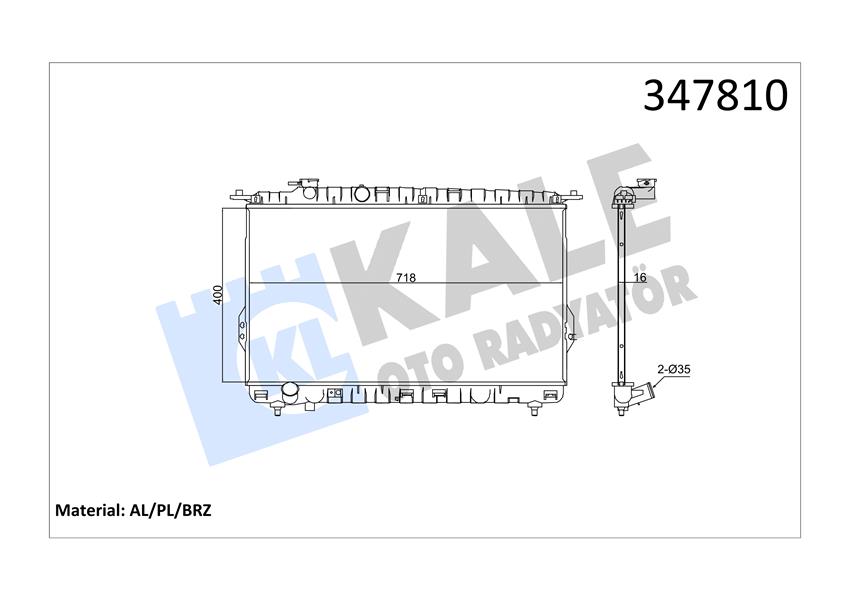 KALE OTO RADYATÖR 347810 Soğutma Sistemi Su Soğutucu & Parçaları - HYUNDAI SONATA IV (EF) uyumlu