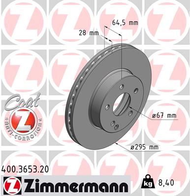 ZIMMERMANN 400.3653.20 Fren Sistemleri Fren Diski - MERCEDES-BENZ C-SERISI T-Model (S204) uyumlu