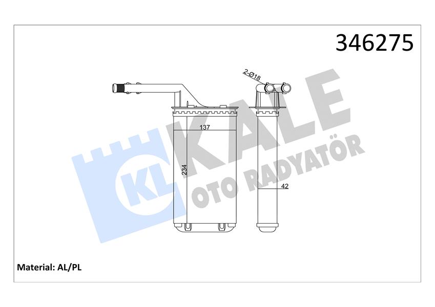 KALE OTO RADYATÖR 346275 İklimlendirme Sistemi İç Mekan Isı Değiştirici - CITROËN AX (ZA-_) uyumlu