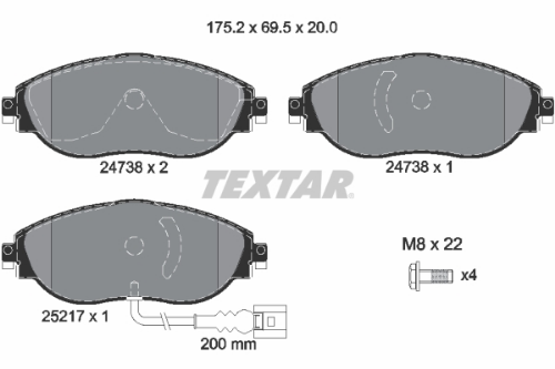 TEXTAR 2473801 Fren Sistemleri Fren Balatası - VW PASSAT B7 Variant (365) uyumlu