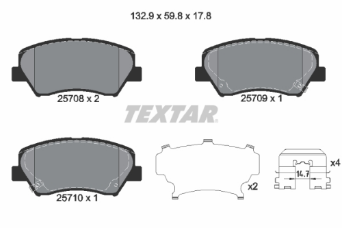 TEXTAR 2570801 Fren Sistemleri Fren Balatası - HYUNDAI i30 (GD) uyumlu