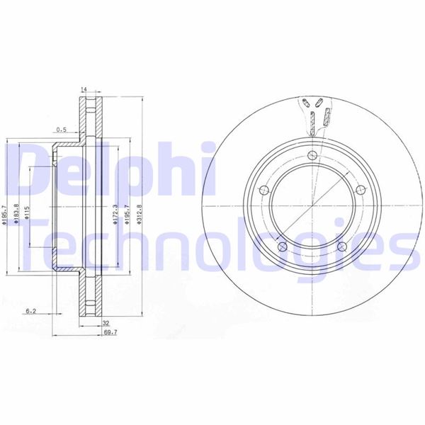 DELPHI BG3558 Fren Sistemleri Fren Diski - TOYOTA LAND CRUISER 100 (_J1_) uyumlu