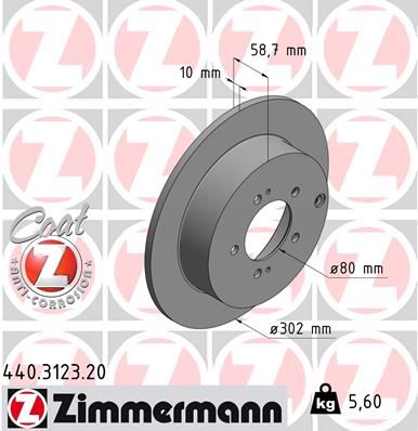 ZIMMERMANN 440.3123.20 Fren Sistemleri Fren Diski - MITSUBISHI OUTLANDER II (CW_W) uyumlu