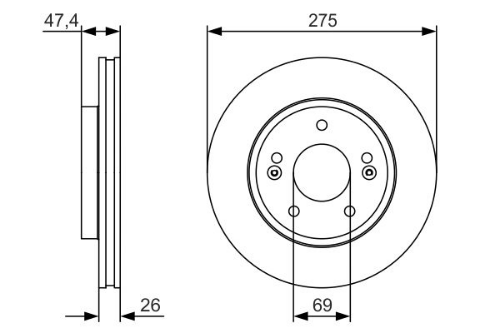 BOSCH 0 986 479 R26 Fren Sistemleri Fren Diski - HYUNDAI ELANTRA IV Sedan (HD) uyumlu