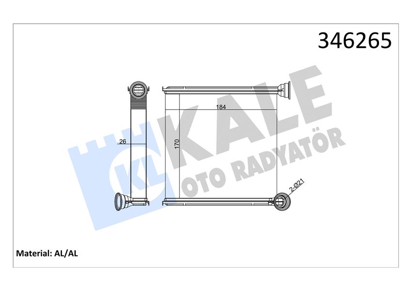 KALE OTO RADYATÖR 346265 İklimlendirme Sistemi İç Mekan Isı Değiştirici - SEAT LEON ST (5F8) uyumlu