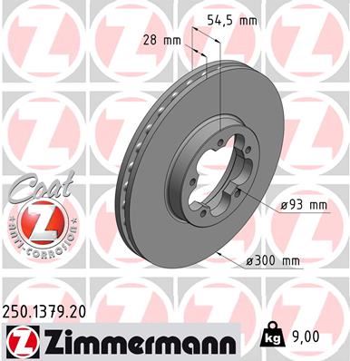 ZIMMERMANN 250.1379.20 Fren Sistemleri Fren Diski - FORD TRANSIT Minibüs/Otobüs (FD_ _, FB_ _, FS_ _, FZ_ _, FC_ _) uyumlu