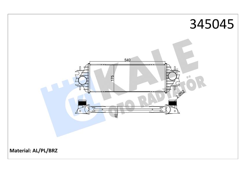 KALE OTO RADYATÖR 345045 Motor Turbo Radyatörü - OPEL VIVARO A Platform şasi (X83) uyumlu