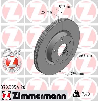 ZIMMERMANN 370.3054.20 Fren Sistemleri Fren Diski - MAZDA 3 (BM, BN) uyumlu