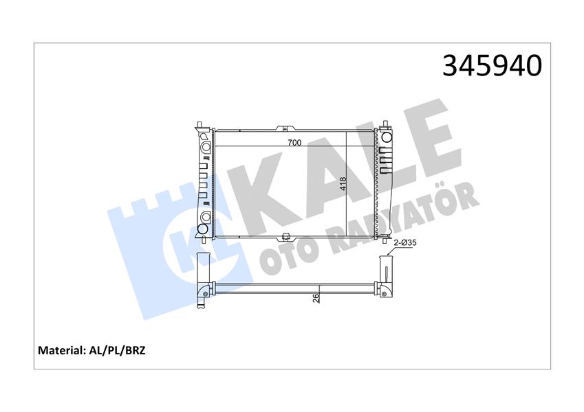 KALE OTO RADYATÖR 345940 Soğutma Sistemi Su Soğutucu & Parçaları - KIA CARNIVAL I (UP) uyumlu
