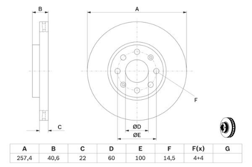 BOSCH 0 986 479 223 Fren Sistemleri Fren Diski - OPEL CORSA D (S07) uyumlu