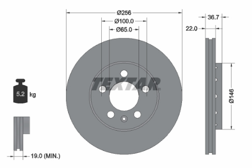 TEXTAR 92082205 Fren Sistemleri Fren Diski - SEAT IBIZA IV (6J5, 6P1) uyumlu