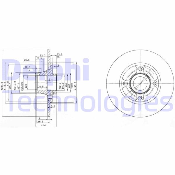 DELPHI BG3360 Fren Sistemleri Fren Diski - RENAULT CLIO I (B/C57_, 5/357_) uyumlu
