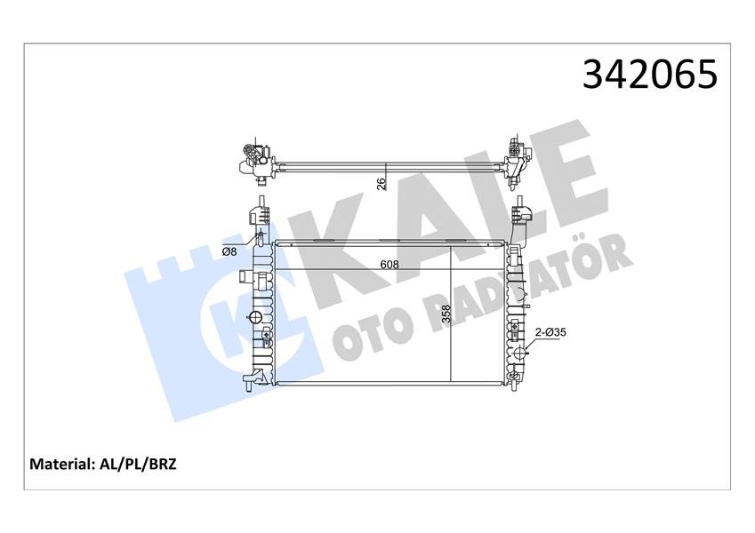 KALE OTO RADYATÖR 342065 Soğutma Sistemi Su Soğutucu & Parçaları - OPEL MERIVA A MPV (X03) uyumlu