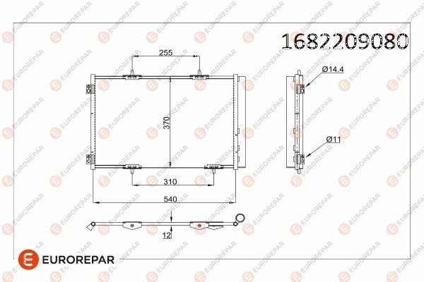 EUROREPAR 1682209080 İklimlendirme Sistemi Klima Radyatörü - CITROËN DS3 (SA_) uyumlu