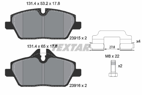 TEXTAR 2391503 Fren Sistemleri Fren Balatası - MINI MINI (R56) uyumlu