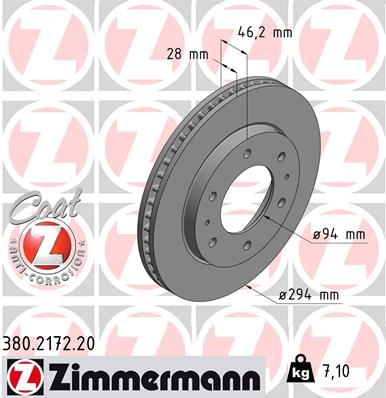 ZIMMERMANN 380.2172.20 Fren Sistemleri Fren Diski - MITSUBISHI L200 / TRITON (KA_T, KB_T) uyumlu