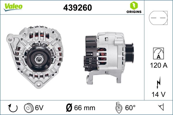 VALEO 439260 Elektrik Sistemi Alternatör - VW PASSAT B3/B4 (3A2, 35I) uyumlu