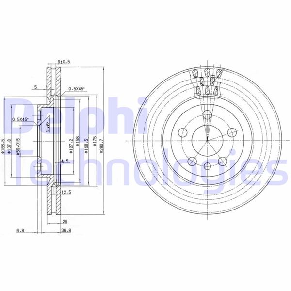 DELPHI BG2844 Fren Sistemleri Fren Diski - PEUGEOT 806 (221) uyumlu