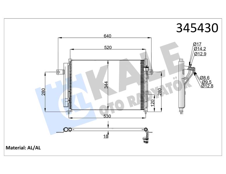 KALE OTO RADYATÖR 345430 İklimlendirme Sistemi Klima Radyatörü - HYUNDAI GETZ (TB) uyumlu