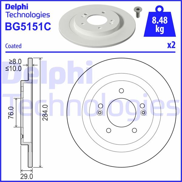 DELPHI BG5151C Fren Sistemleri Fren Diski - HYUNDAI IONIQ (AE) uyumlu