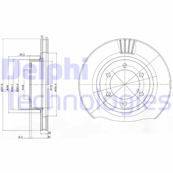 DELPHI BG4052 Fren Sistemleri Fren Diski - TOYOTA LAND CRUISER PRADO (_J12_) uyumlu