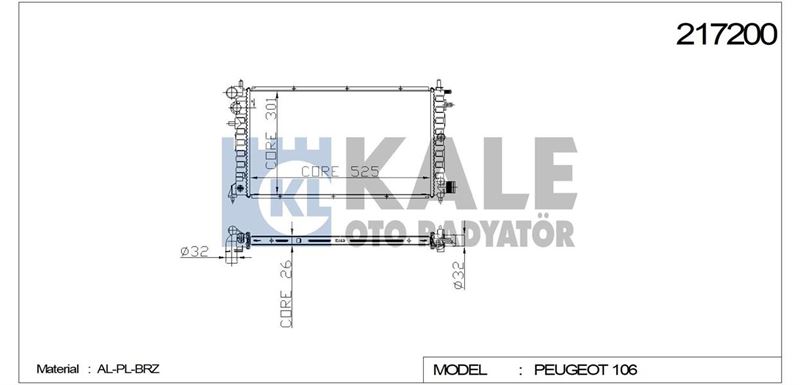 Su Radyatörü - KALE OTO RADYATÖR - 2047011AB Ürün Görseli