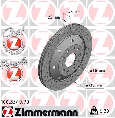 ZIMMERMANN 100.3349.70 Fren Sistemleri Fren Diski - AUDI A4 B5 Avant (8D5) uyumlu