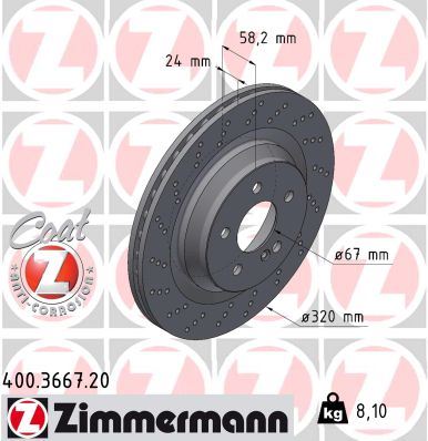ZIMMERMANN 400.3667.20 Fren Sistemleri Fren Diski - MERCEDES-BENZ SL (R230) uyumlu