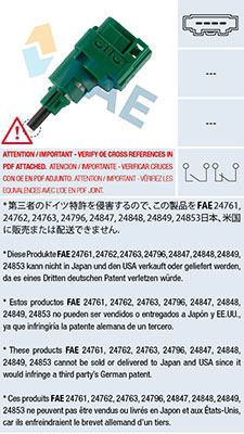 FAE 24762 Elektrik Sistemi Şalter - VW TRANSPORTER T4 Minibüs/Otobüs (70B, 70C, 7DB, 7DK, 70J, 70K, uyumlu