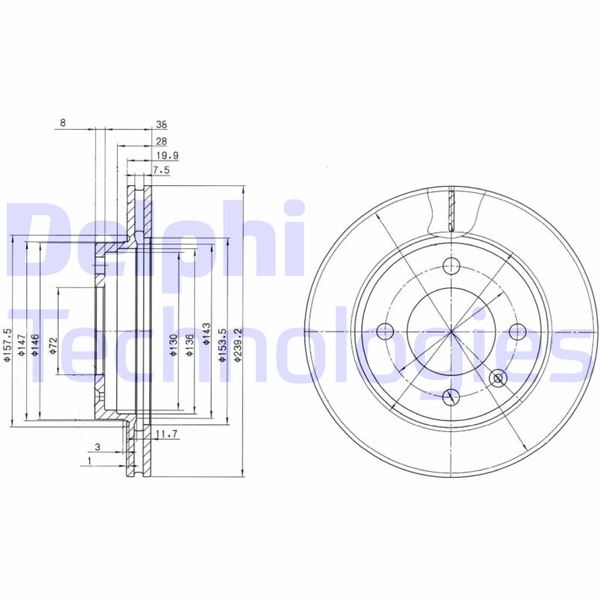 DELPHI BG2273 Fren Sistemleri Fren Diski - FORD FIESTA I (GFBT) uyumlu