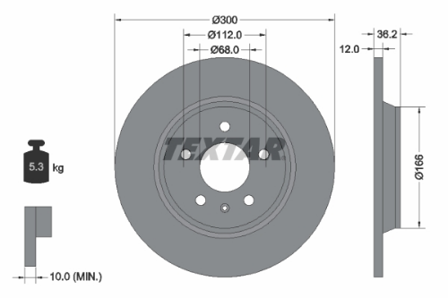 TEXTAR 92160103 Fren Sistemleri Fren Diski - AUDI A7 Sportback (4GA, 4GF) uyumlu