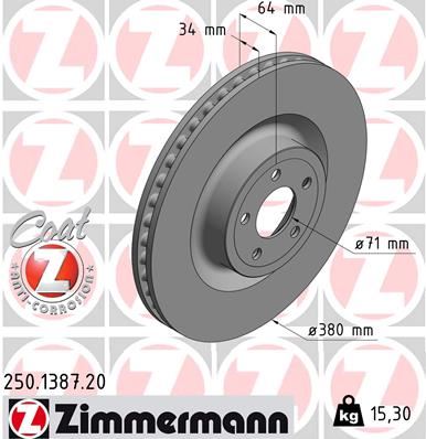 ZIMMERMANN 250.1387.20 Fren Sistemleri Fren Diski - FORD USA MUSTANG Coupe uyumlu