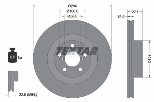 TEXTAR 92139500 Fren Sistemleri Fren Diski - SUBARU IMPREZA Station wagon (GF) uyumlu