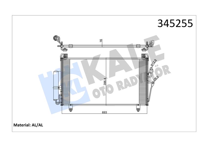 KALE OTO RADYATÖR 345255 İklimlendirme Sistemi Klima Radyatörü - MITSUBISHI OUTLANDER I (CU_W) uyumlu
