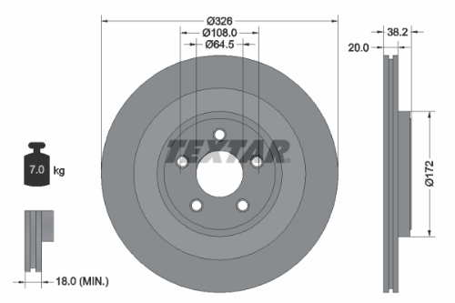 TEXTAR 92178005 Fren Sistemleri Fren Diski - JAGUAR XF I (X250) uyumlu