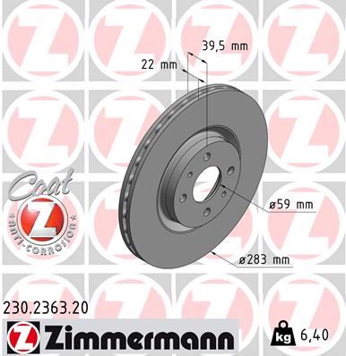 ZIMMERMANN 230.2363.20 Fren Sistemleri Fren Diski - FIAT TIPO (160_) uyumlu