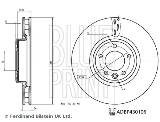 BLUE PRINT ADBP430106 Fren Sistemleri Fren Diski - LAND ROVER RANGE ROVER IV (L405) uyumlu