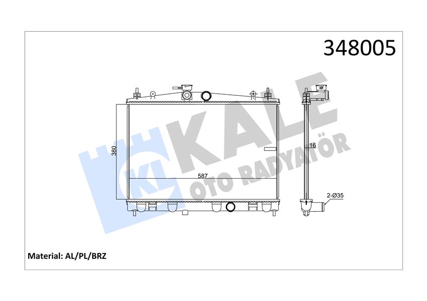 KALE OTO RADYATÖR 348005 Soğutma Sistemi Su Soğutucu & Parçaları - NISSAN CUBE (Z12) uyumlu