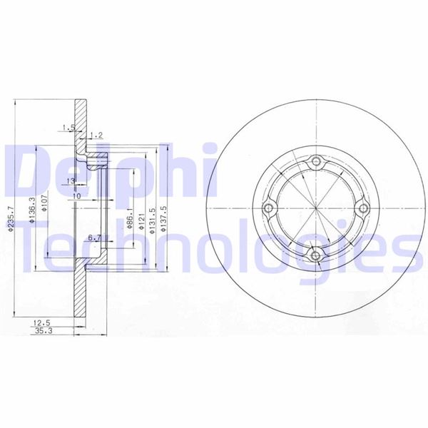 DELPHI BG3551 Fren Sistemleri Fren Diski - CHEVROLET MATIZ (M200, M250) uyumlu