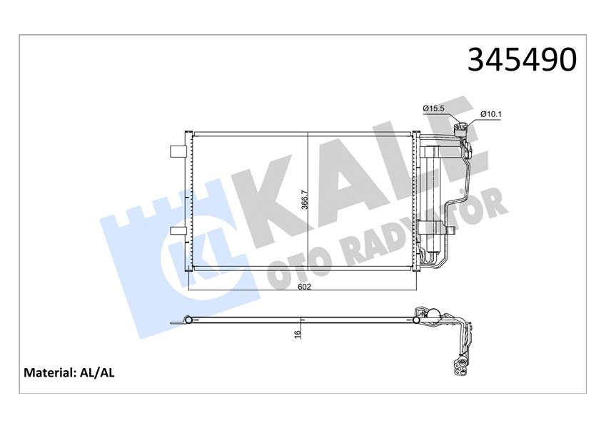 KALE OTO RADYATÖR 345490 İklimlendirme Sistemi Klima Radyatörü - MAZDA 3 (BL) uyumlu