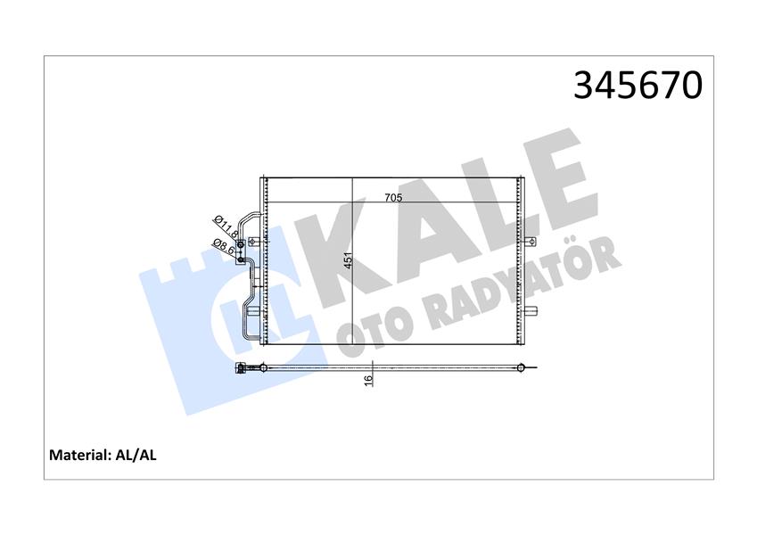 KALE OTO RADYATÖR 345670 İklimlendirme Sistemi Klima Radyatörü - PEUGEOT 806 (221) uyumlu