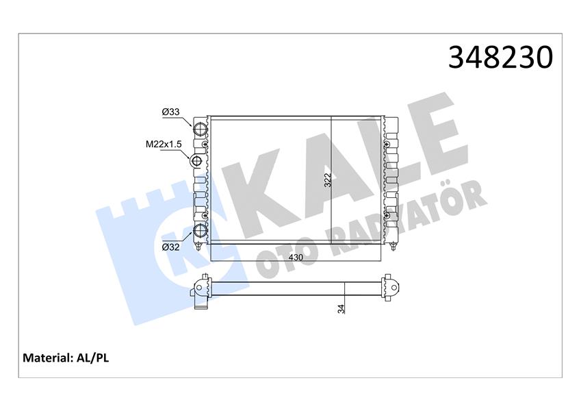 KALE OTO RADYATÖR 348230 Soğutma Sistemi Su Soğutucu & Parçaları - VW GOLF III (1H1) uyumlu