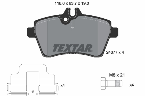 TEXTAR 2407701 Fren Sistemleri Fren Balatası - MERCEDES-BENZ A-SERISI (W169) uyumlu